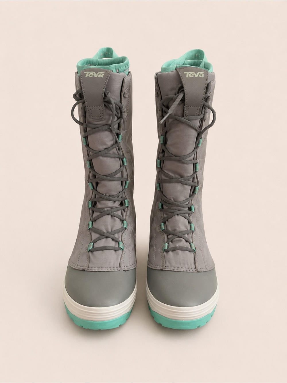 Teva Tall Insulated Winter Snow Boots Gray Aqua Women’s Size 7 NWT